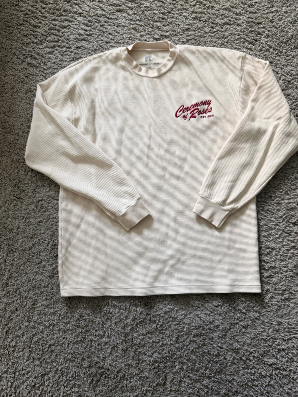 Cream Ribbed Crewneck Sweater